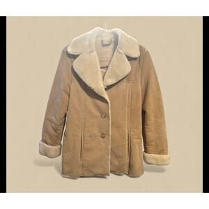 WINLIT Genuine Leather Faux Fur Coat Size Medium